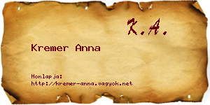 Kremer Anna névjegykártya